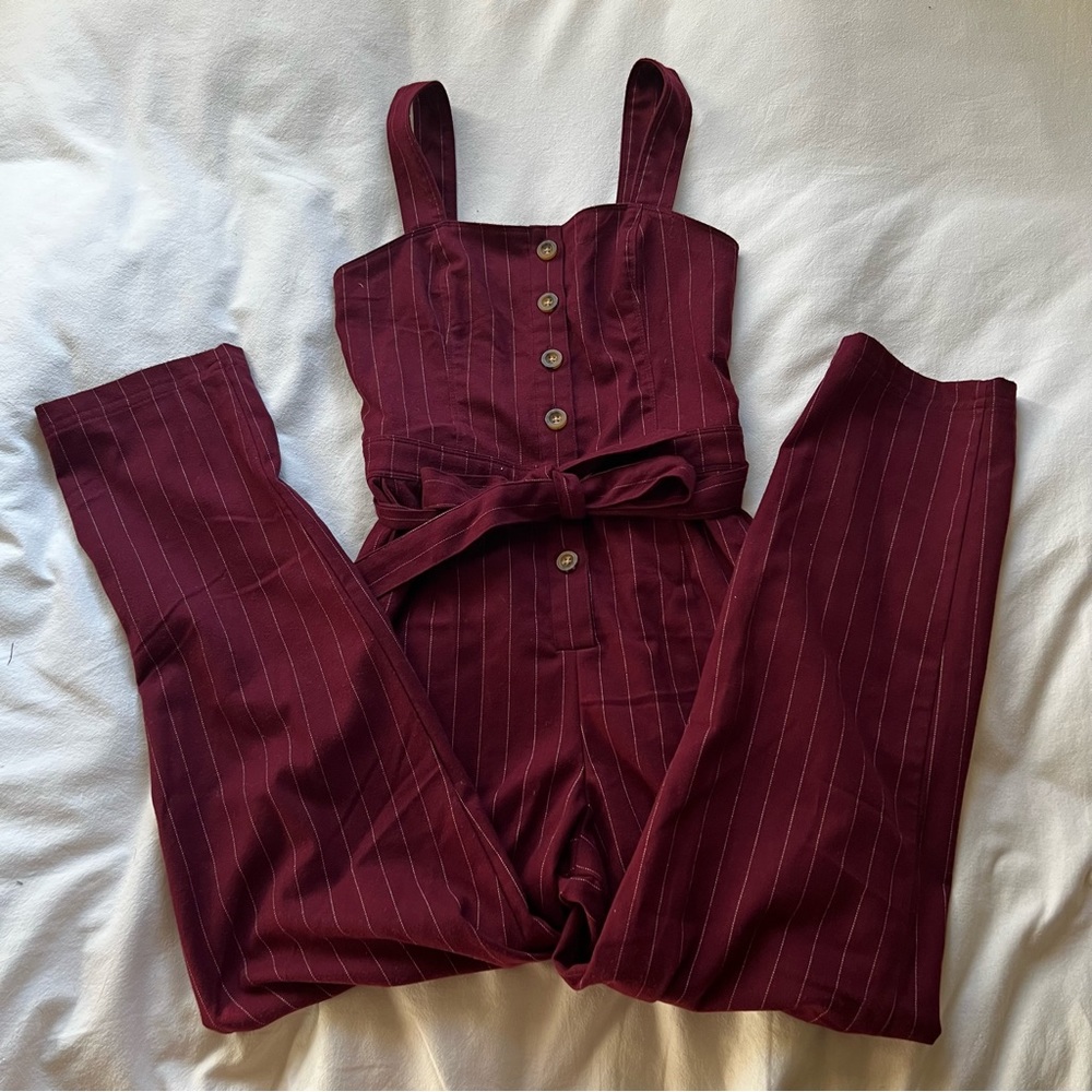 Striped Maroon Jumpsuit
